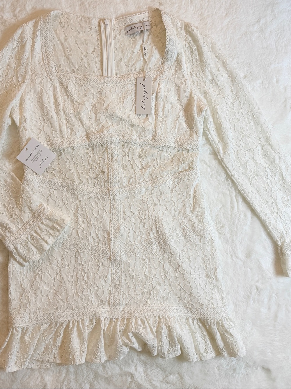 Petal + Pup White Floral Lace Long Sleeve Mini Dress XL NWT